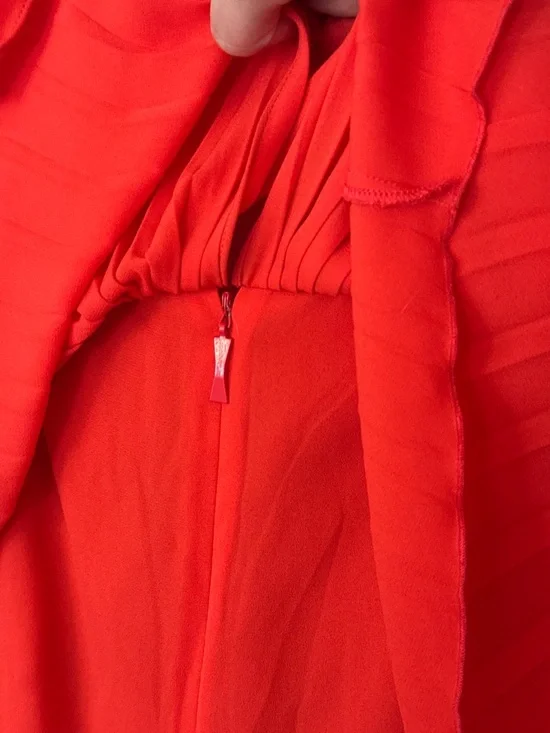 Kate Spade Red Pleated Cape Sleeve Midi Dress - Picture 10 of 11